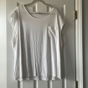 Calvin Klein white cotton shirt with chiffon cap sleeves3x